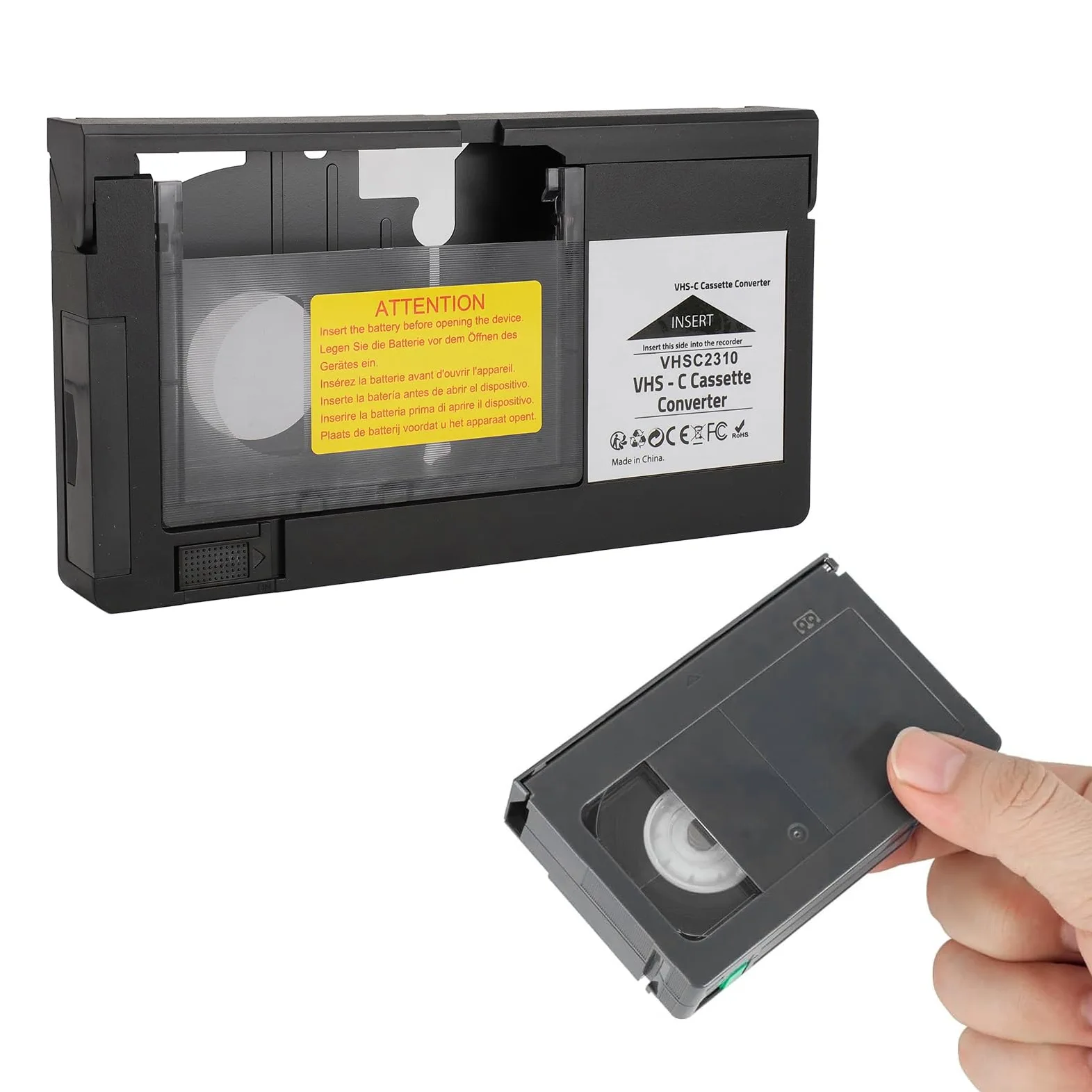 Adaptateur de Cassette VHS-C pour Caméscopes, Convertisseur Vidéo Motorisé vers VHS pour CP6BKU, C‑P6U, PV‑P1, VCA115, Non Compatible avec 8