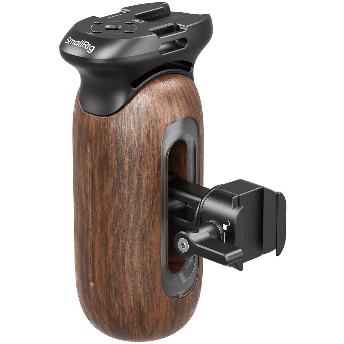 SMALLRIG Poignée Latérale en Bois pour Cages d'Appareil Photo avec Pince OTAN, Poignée Ergonomique Côté Gauche ou Droit, Réglage Vertical Haut/Bas de 27 mm, Capacité de Charge de 15 kg - 5239