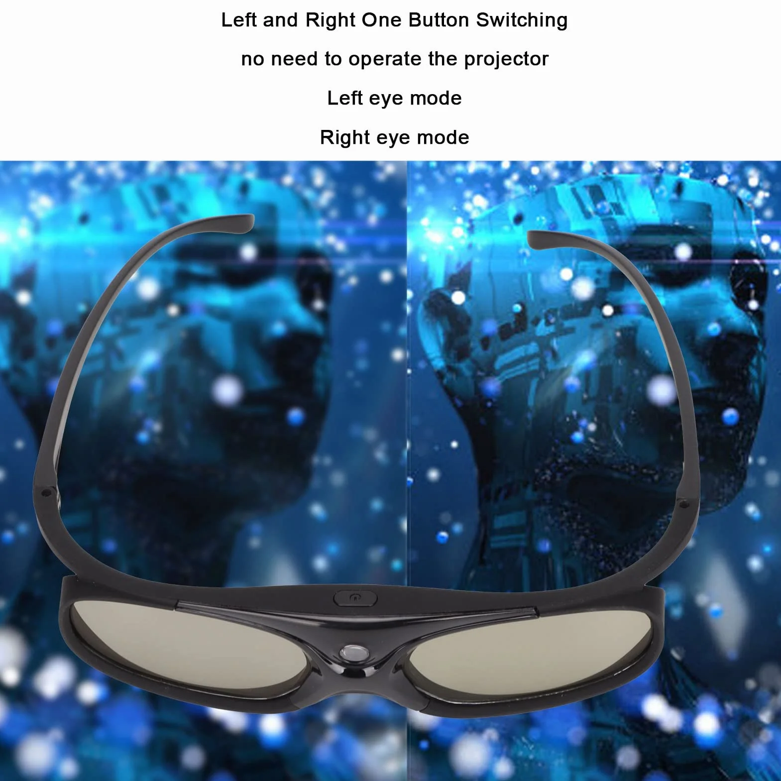 Lunettes 3D, 2pcs 144Hz 3D Active Shutter Lunettes, DLP Link LCD Lentille 3D Lunettes pour 3D DLP Orojectors Rechargeable 3D Active Shutter Lunettes