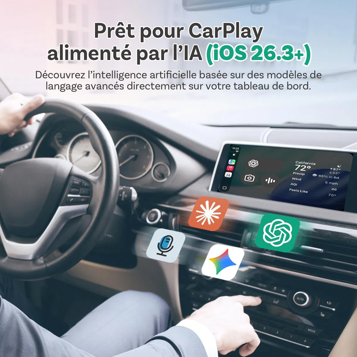 OTTOCAST (2026 Amélioré) Adaptateur CarPlay sans Fil & Android Auto 2 en 1, Mini Slim pour iOS 10+ & Android 11+, Multi-Utilisateurs, Plug & Play, Connexion Rapide