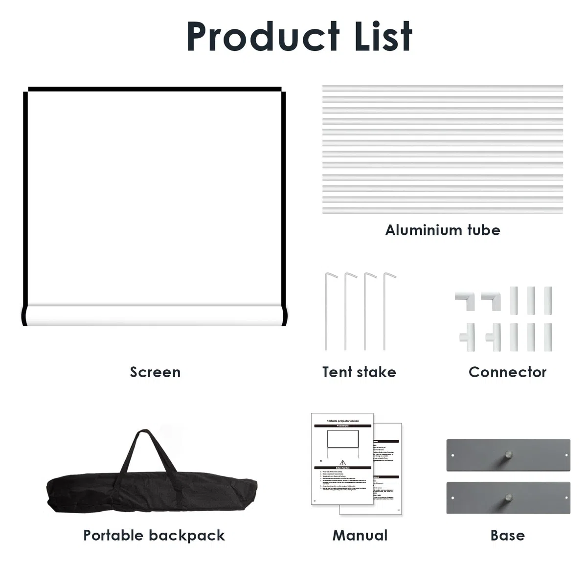 Todeco Écran de Projection 100 Pouces 16: 9 Ecran Projecteur Pliable Lavable Résistant Portable, 4K HD Ecran Projecteur avec Sac Portatif pour Cinéma Maison Bureau Voyage
