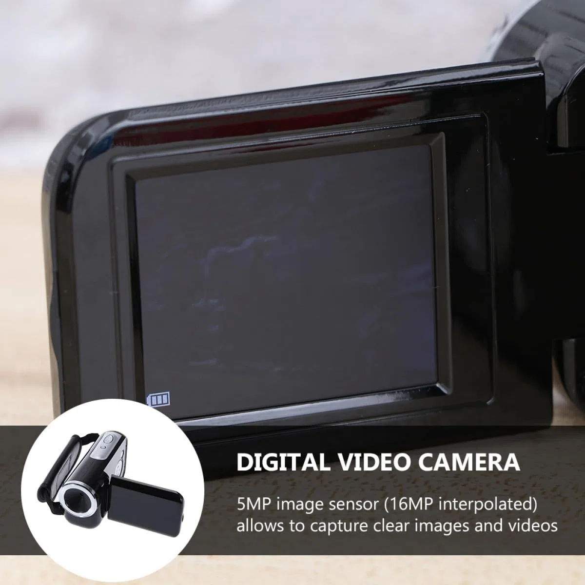 Kichvoe Caméra Vidéo Numérique Mini Dv Zoom Numérique 16x, Écran Tft 2 Pouces, Capteur 5mp, Mémoire Extensible Jusqu'à 32 Go, pour Enregistrement Portable